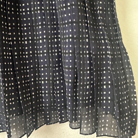 Loft skirt women Large Navy‎ blue white polka dots pleated pull on chiffon NWT - Picture 2 of 5